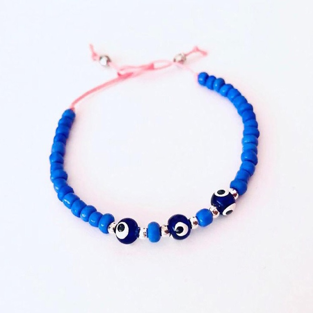 Blue Evil Eye Natural Bracelet - NWT - Picture 6 of 6